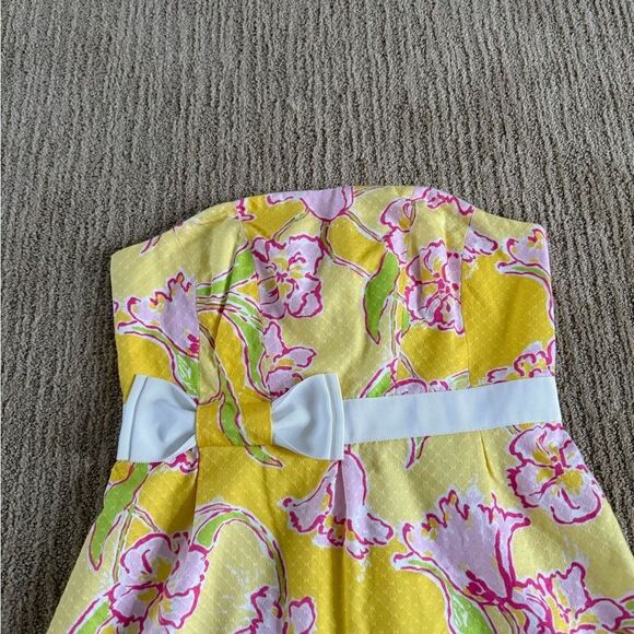 Lilly Pulitzer Yellow “Amberly Dress”Pleated Strapless Sundress - Picture 5 of 7